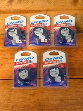 Dymo LetraTag White Paper And Plastic Label Tape 5 Pack Lot